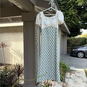 English factory floral and eyelet dress